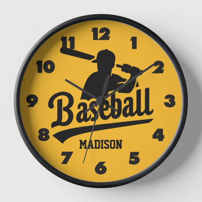 Custom Name & Colour Baseball Clock (Front)