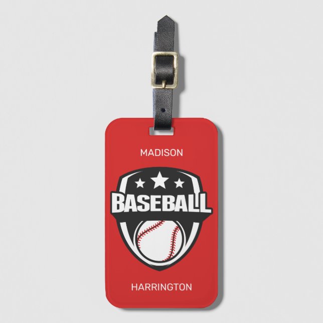 Custom Name & Colour Baseball Luggage Tag (Front Vertical)