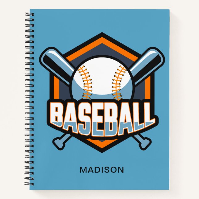 Custom Name & Colour Baseball Notebook (Front)