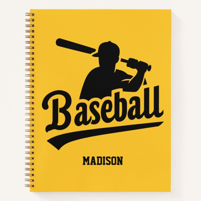 Custom Name & Colour Baseball Notebook (Front)