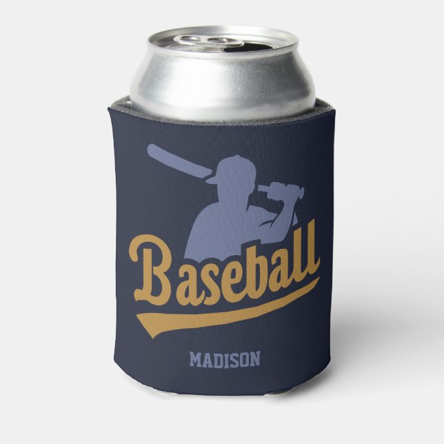 Custom Name & Colour Baseball Player Can Cooler (Can Back)