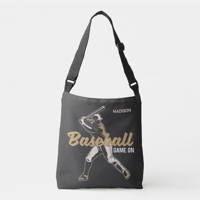 Custom Name & Colour Baseball Player Crossbody Bag (Front)