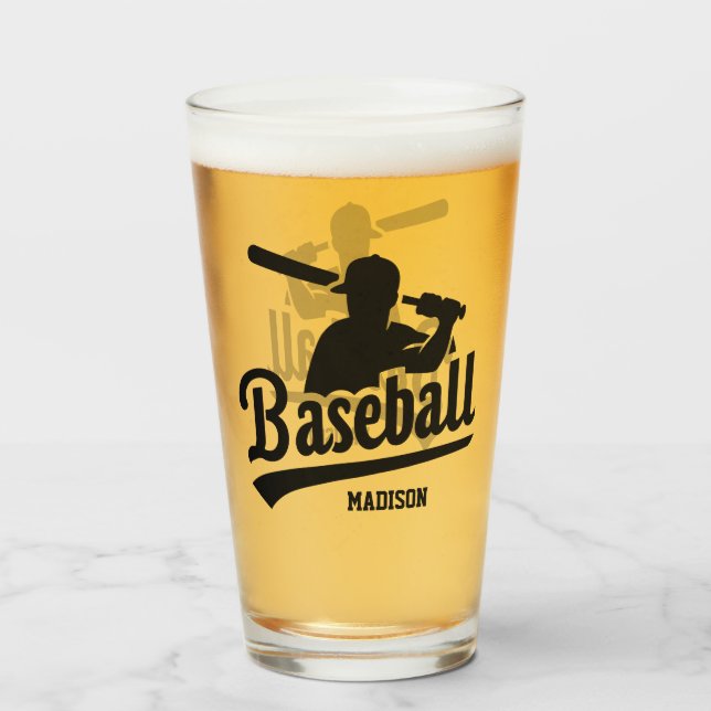 Custom Name & Colour Baseball Player Glass (Back Filled)