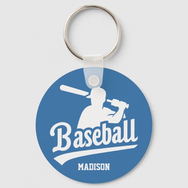 Custom Name & Colour Baseball Player Key Ring (Front)