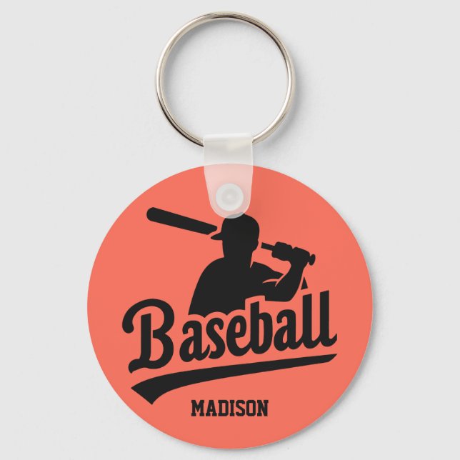Custom Name & Colour Baseball Player Key Ring (Front)