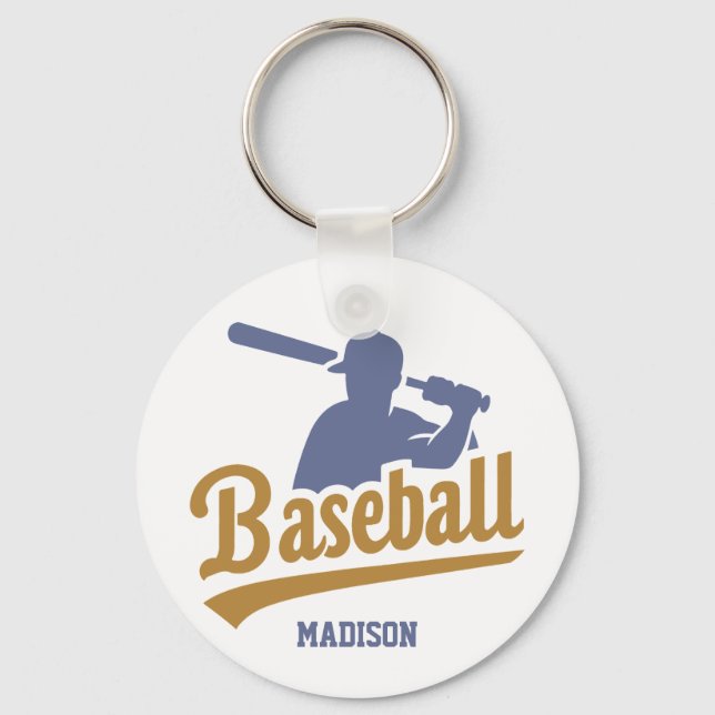 Custom Name & Colour Baseball Player Key Ring (Front)