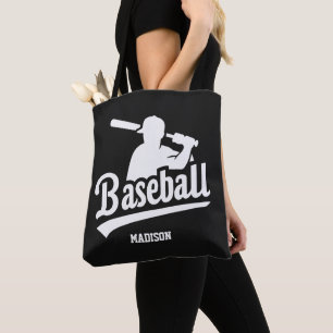 Custom Name & Colour Baseball Player Tote Bag
