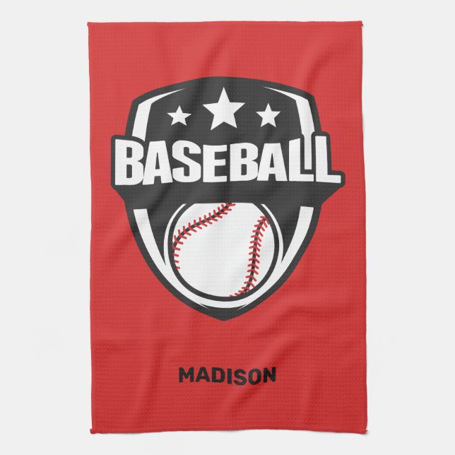 Custom Name & Colour Baseball Tea Towel (Vertical)