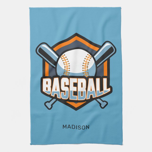 Custom Name & Colour Baseball Tea Towel (Vertical)