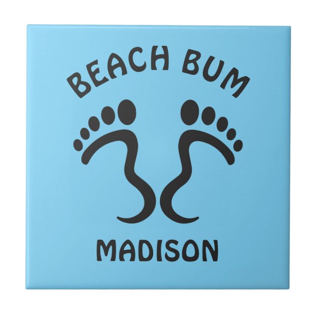 Custom Name & Colour Beach Bum Ceramic Tile (Front)