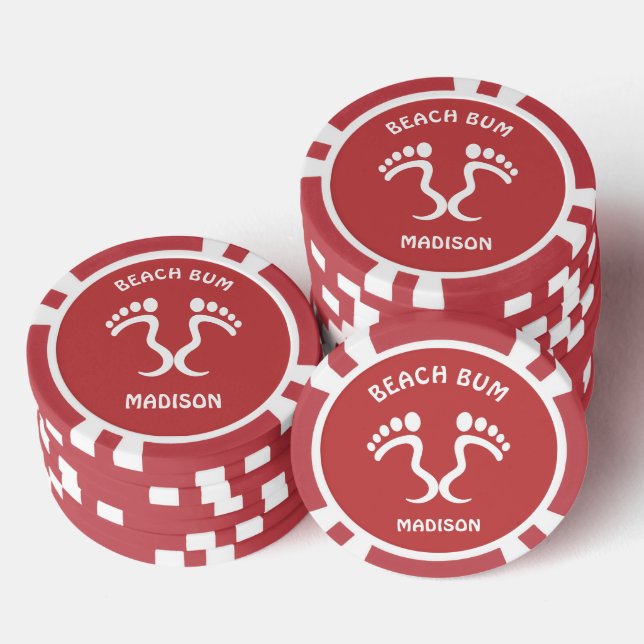 Custom Name & Colour Beach Bum Poker Chips (Stack)