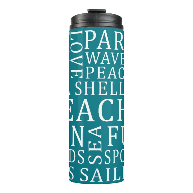 Custom Name & Colour Beach Typography tumbler (Front)