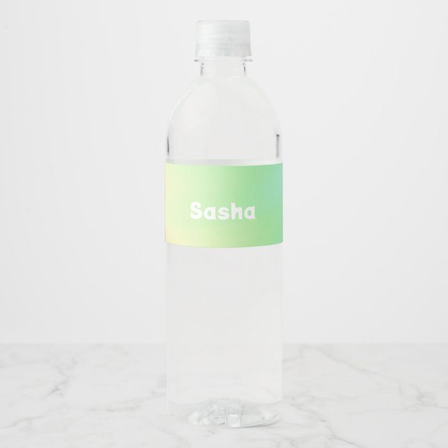 Custom name colour blend ombre water bottle label (Front)