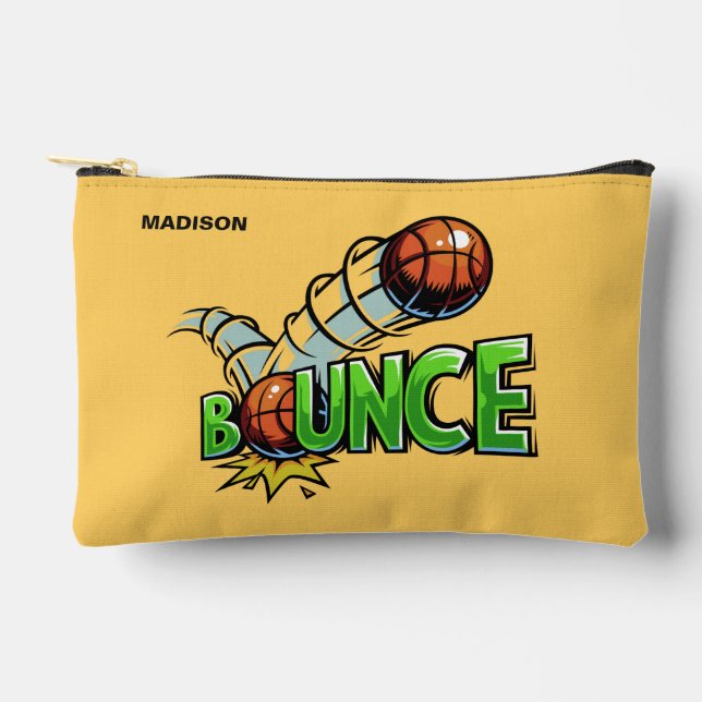 Custom name & colour BOUNCE Basketball Accessory Pouch (Front)