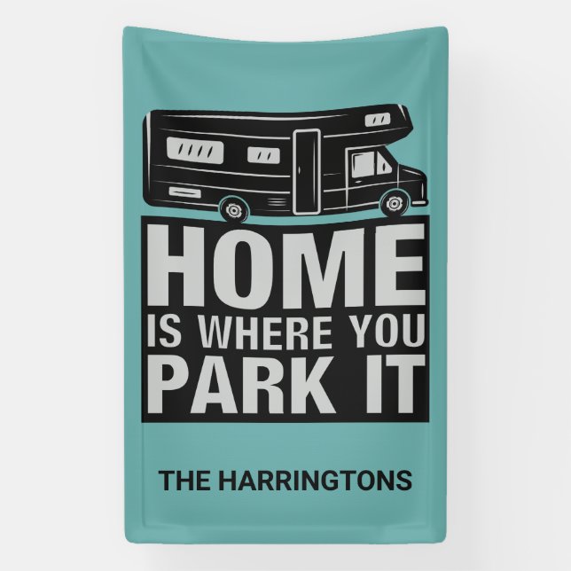 Custom name & colour Camper Van Banner (Vertical)