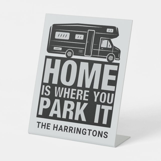 Custom name & colour Camper Van Pedestal Sign (Front)