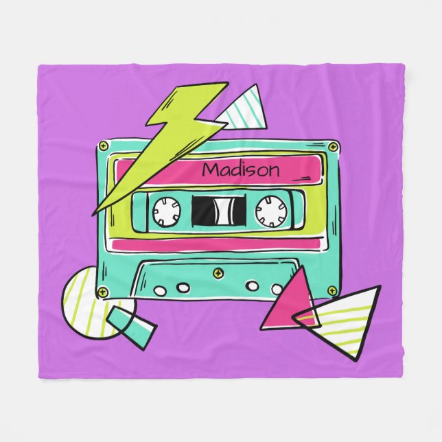 Custom name & colour Casette Tape fleece blankets (Front (Horizontal))