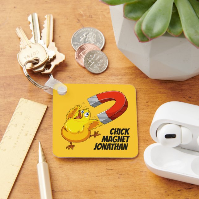 Custom name & Colour Chick Magnet Key Ring (Desk)