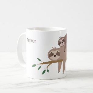 Custom Name & Colour Cute Sloth Coffee Mug