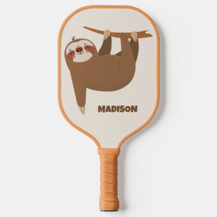 Custom Name & Colour Cute Sloth Pickleball Paddle