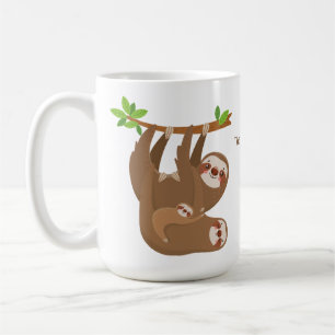 Custom Name & Colour Cute Sloths Coffee Mug