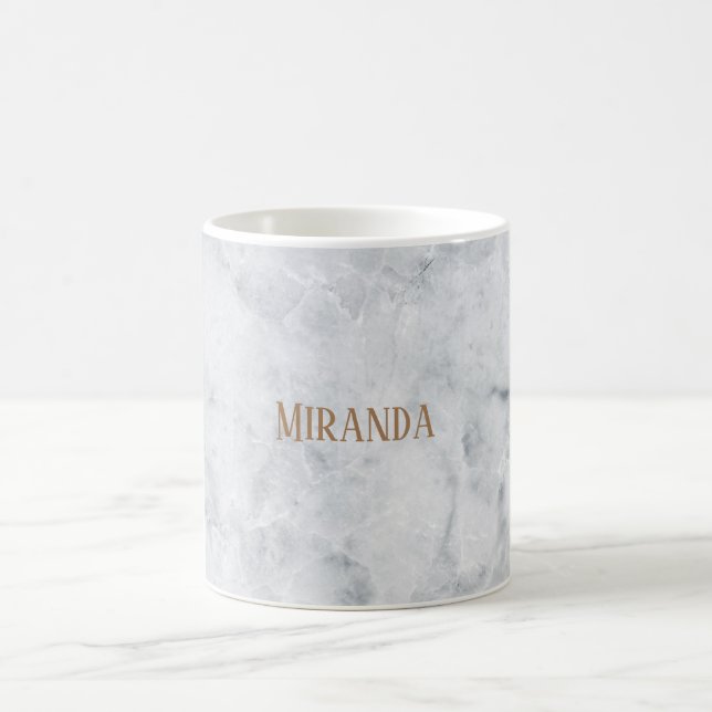 Custom Name/Colour Elegant White Marble Coffee Mug (Center)