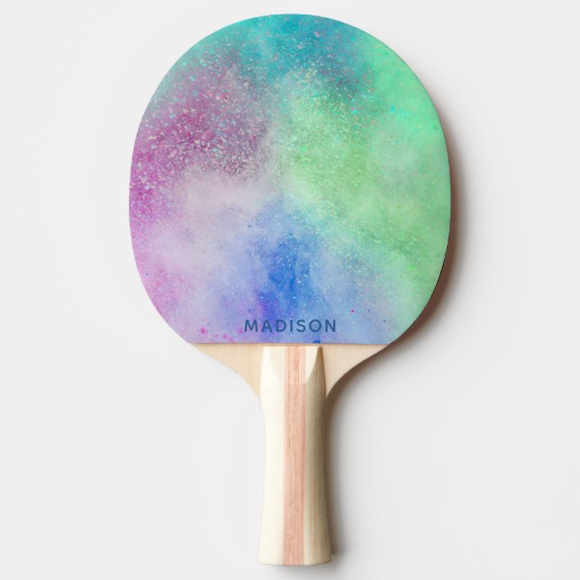 Custom name Colour Explosion Ping Pong Paddle (Front)