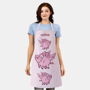 Custom Name & Colour Flying Pigs Apron