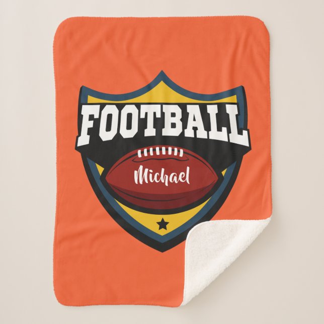 Custom name & colour Football Logo fleece blankets (Front)
