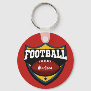 Custom name & colour Football Logo key chains