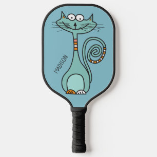 Custom name & colour Funny Cat Pickleball Paddle