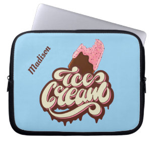 Custom name & colour Ice Cream laptop sleeves