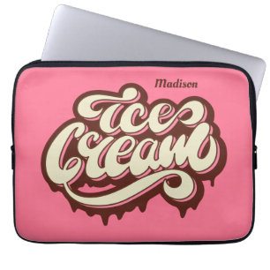 Custom name & colour Ice Cream laptop sleeves