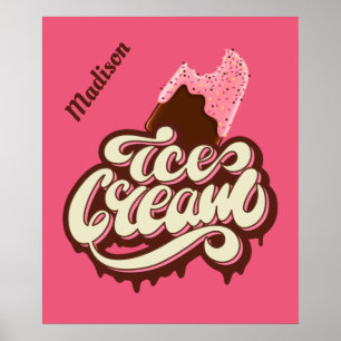 Custom name & colour Ice Cream poster