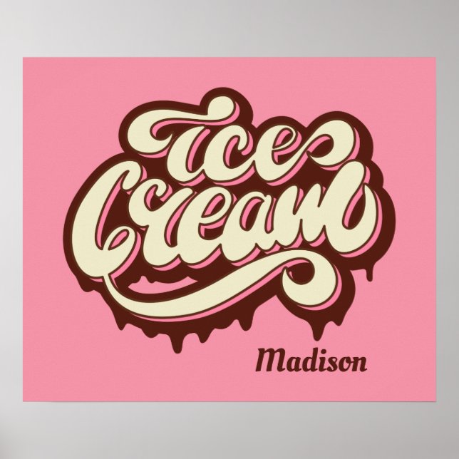 Custom name & colour Ice Cream poster (Front)