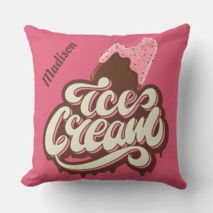 Custom name & colour Ice Cream throw pillows