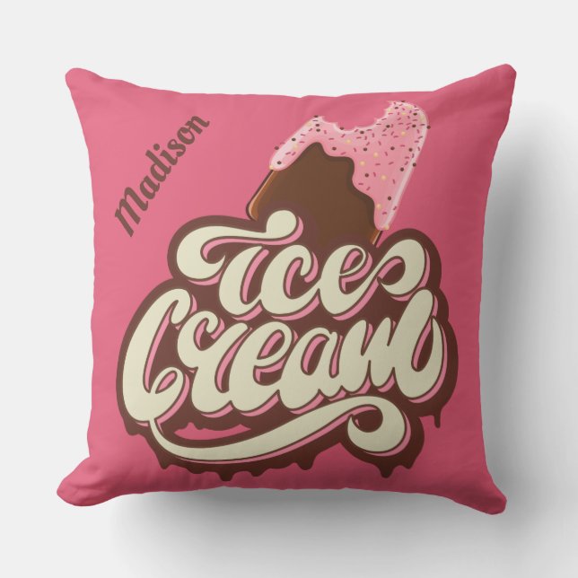 Custom name & colour Ice Cream throw pillows (Front)