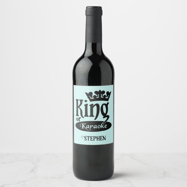 Custom Name & Colour King of Karaoke Wine Label (Front)