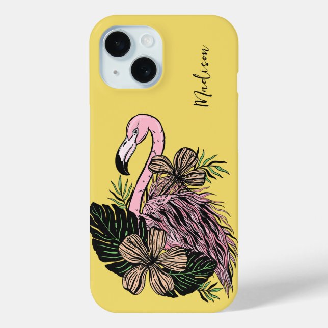 Custom Name & Colour Pink Flamingo Case-Mate iPhone Case (Back)