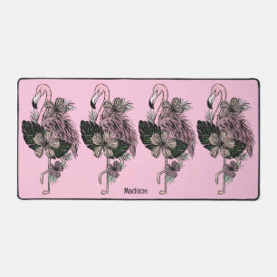 Custom Name & Colour Pink Flamingo Desk Mat