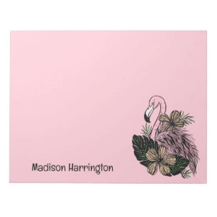 Custom Name & Colour Pink Flamingo Notepad