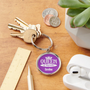 Custom Name & Colour Queen of Karaoke Key Ring