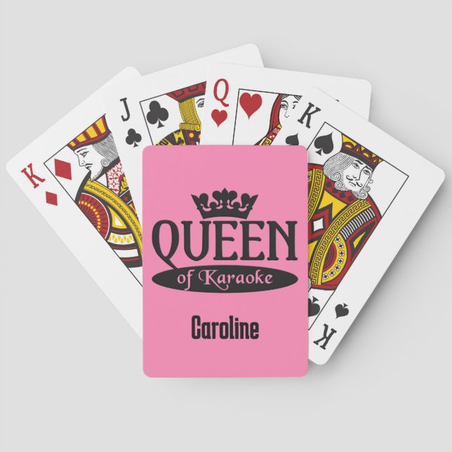 Custom Name & Colour Queen of Karaoke Playing Cards (Back)