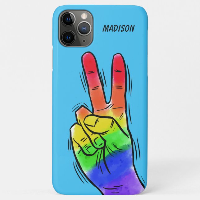 Custom name & colour Rainbow Peace phone cases (Back)