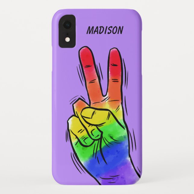 Custom name & colour Rainbow Peace phone cases (Back)