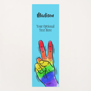 Custom name & colour Rainbow Peace yoga mat