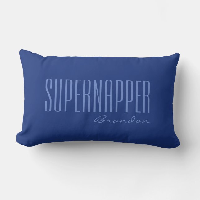 Custom name & colour SUPERNAPPER throw pillows (Front)