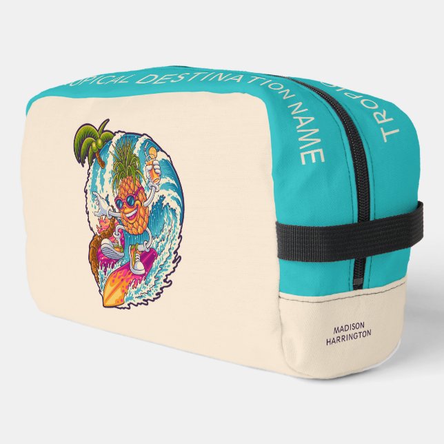 Custom Name & Colour Surfing Pineapple Dopp Kit (Left Corner)