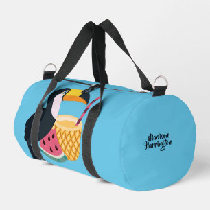 Custom name & colour Toucan Illustration Duffle Bag