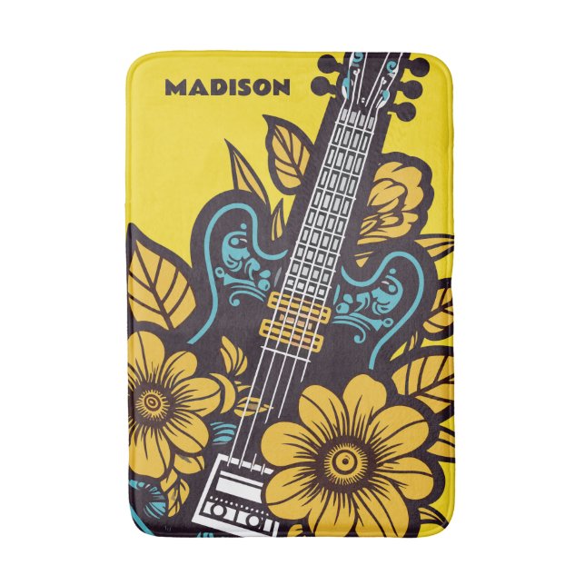 Custom Name & Colour Ukulele Bath Mat (Front Vertical)